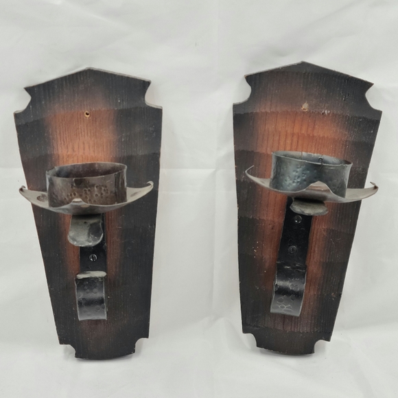 Rustic handmade wall sconce candleholders
